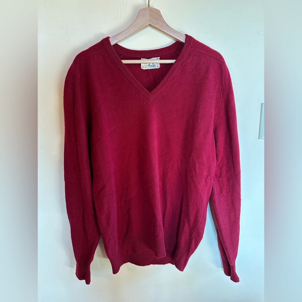 Vintage “Cashmere by Pringle” Red V-Neck Sweater